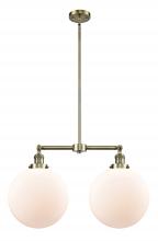  209-AB-G201-12-LED - Beacon - 2 Light - 27 inch - Antique Brass - Stem Hung - Island Light