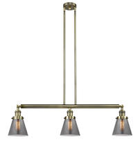  213-AB-G63-LED - Cone - 3 Light - 39 inch - Antique Brass - Stem Hung - Island Light