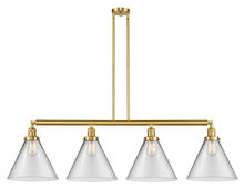  214-SG-G42-L - Cone - 4 Light - 56 inch - Satin Gold - Stem Hung - Island Light