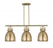  410-3I-BB-M412-10BB - Newton Bell - 3 Light - 42 inch - Brushed Brass - Island Light