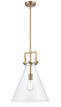 Innovations Lighting 411-1S-BB-14CL-LED - Newton Cone - 1 Light - 14 inch - Brushed Brass - Cord hung - Pendant