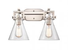 Innovations Lighting 411-2W-SN-7CL - Newton Cone - 2 Light - 17 inch - Brushed Satin Nickel - Bath Vanity Light