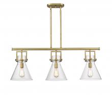  411-3I-BB-G411-10CL - Newton Cone - 3 Light - 42 inch - Brushed Brass - Island Light