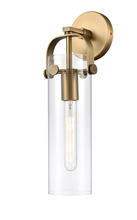  413-1W-BB-4CL-LED - Pilaster - 1 Light - 4 inch Glass - Brushed Brass - Sconce