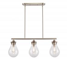  414-3I-SN-8CL-LED - Genesis - 3 Light - 39 inch - Satin Nickel - Cord hung - Island Light