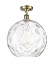  516-1C-AB-G1215-14-LED - Athens Water Glass - 1 Light - 13 inch - Antique Brass - Semi-Flush Mount