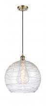  516-1P-AB-G1213-14-LED - Athens Deco Swirl - 1 Light - 14 inch - Antique Brass - Cord hung - Pendant