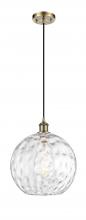  516-1P-AB-G1215-12 - Athens Water Glass - 1 Light - 12 inch - Antique Brass - Cord hung - Mini Pendant