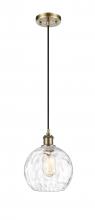 Innovations Lighting 516-1P-AB-G1215-8-LED - Athens Water Glass - 1 Light - 8 inch - Antique Brass - Cord hung - Mini Pendant