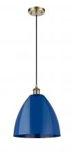  516-1P-AB-MBD-12-BL - Plymouth - 1 Light - 12 inch - Antique Brass - Cord hung - Mini Pendant