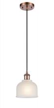  516-1P-AC-G411-LED - Dayton - 1 Light - 6 inch - Antique Copper - Cord hung - Mini Pendant