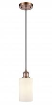  516-1P-AC-G801-LED - Clymer - 1 Light - 4 inch - Antique Copper - Cord hung - Mini Pendant