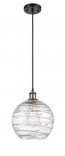  516-1P-BAB-G1213-10-LED - Athens Deco Swirl - 1 Light - 10 inch - Black Antique Brass - Cord hung - Mini Pendant