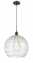  516-1P-OB-G1213-14-LED - Athens Deco Swirl - 1 Light - 14 inch - Oil Rubbed Bronze - Cord hung - Pendant