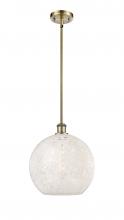  516-1S-AB-G1216-12WM - White Mouchette - 1 Light - 12 inch - Antique Brass - Mini Pendant