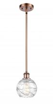  516-1S-AC-G1213-6-LED - Athens Deco Swirl - 1 Light - 6 inch - Antique Copper - Mini Pendant