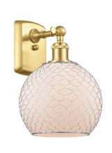  516-1W-SG-G121-8CSN-LED - Farmhouse Chicken Wire - 1 Light - 8 inch - Satin Gold - Sconce