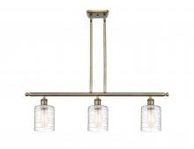  516-3I-AB-G1113-LED - Cobbleskill - 3 Light - 36 inch - Antique Brass - Cord hung - Island Light