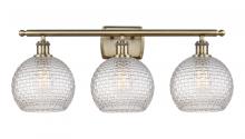  516-3W-AB-G122C-8CL - Athens - 3 Light - 28 inch - Antique Brass - Bath Vanity Light