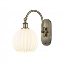  518-1W-AB-G1217-8WV - White Venetian - 1 Light - 8 inch - Antique Brass - Sconce