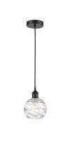  616-1P-BK-G1213-6-LED - Athens Deco Swirl - 1 Light - 6 inch - Matte Black - Cord hung - Mini Pendant