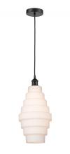  616-1P-BK-G671-8 - Cascade - 1 Light - 8 inch - Matte Black - Cord hung - Mini Pendant