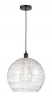  616-1P-OB-G1213-14-LED - Athens Deco Swirl - 1 Light - 14 inch - Oil Rubbed Bronze - Cord hung - Pendant