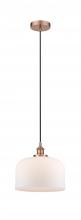 Innovations Lighting 616-1PH-AC-G71-L-LED - Bell - 1 Light - 12 inch - Antique Copper - Cord hung - Mini Pendant