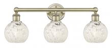  616-3W-AB-G1216-6WM - White Mouchette - 3 Light - 24 inch - Antique Brass - Bath Vanity Light