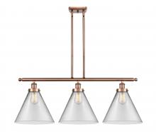  916-3I-AC-G42-L-LED - Cone - 3 Light - 36 inch - Antique Copper - Stem Hung - Island Light