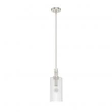  19792 - Hunter Gatz Brushed Nickel with Clear Fluted Glass 1 Light Pendant Ceiling Light Fixture