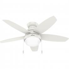  51224 - Hunter 44 inch Lilliana Fresh White Low Profile Ceiling Fan with LED Light Kit and Pull Chain