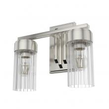  19683 - Hunter Gatz Brushed Nickel with Clear Fluted Glass 2 Light Bathroom Vanity Wall Light Fixture