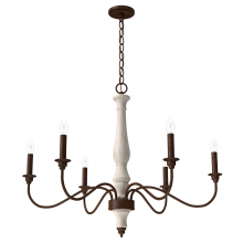  19280 - Hunter Teren Distressed White and Textured Rust 6 Light Chandelier Ceiling Light Fixture