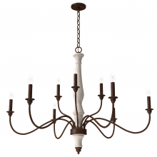  19281 - Hunter Teren Distressed White and Textured Rust 9 Light Chandelier Ceiling Light Fixture