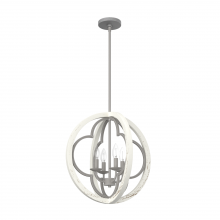 Hunter 19094 - Hunter Gablecrest Painted Concrete and Rustic White 4 Light Pendant Ceiling Light Fixture