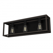  19673 - Hunter Squire Manor Matte Black and Dark Ash 3 Light Bathroom Vanity Wall Light Fixture