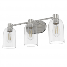  19708 - Hunter Lochemeade Brushed Nickel with Clear Seeded Glass 3 Light Bathroom Vanity Wall Light Fixture