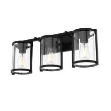  48004 - Hunter Astwood Matte Black with Clear Glass 3 Light Bathroom Vanity Wall Light Fixture