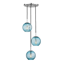  2033-PC-BL - 3 LIGHT PENDANT WITH BLUE GLASS