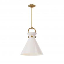  PD412514AGGO - Emerson 14-in Aged Gold/Glossy Opal Glass 1 Light Pendant