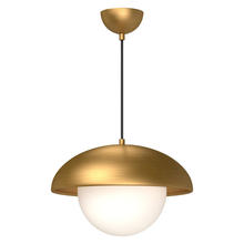  PD522016AGOP - Rubio 16-in Aged Gold/Opal Matte Glass 1 Light Pendant