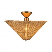  SF497016BGRA - Bridgette 16-in Brushed Gold/Rattan Socket Semi-Flush Mount