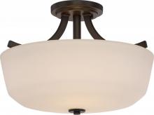  60/5926 - Laguna - 2 Light Semi Flush with White Glass - Aged Bronze Finish