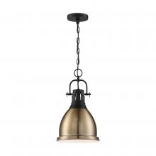  60/6753 - Watson - 1 Light Pendant - Matte Black and Burnished Brass Finish