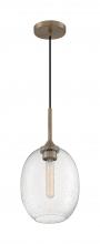  60/7016 - Aria - 1 Light Pendant with Seeded Glass - Burnished Brass Finish