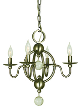  1159 AB - 4-Light Antique Brass Quatrefoil Mini Chandelier