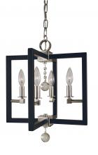  5362 PN/MBLACK - 4-Light Polished Nickel/Matte Black Minimalist Elegant Dual Mount Chandelier