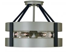  5382 SP/MBLACK - 6-Light Satin Pewter/Matte Black Orion Flush / Semi-Flush Chandelier