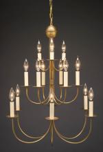  985-AB-LT15 - Hanging 3 Tier J-Arms Antique Brass 15 Candelabra